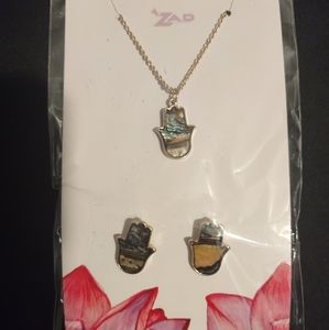 Shell Hamsa Hand Earring & Necklace Set